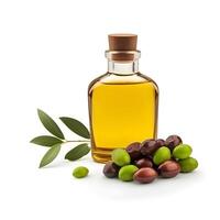 oliver olja med oliver frukt på vit bakgrunder.ai generativ foto