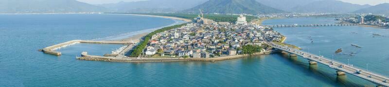 stadsbild av karatsu stad, se från de topp av karatsu slott, saga, kyushu, japan foto