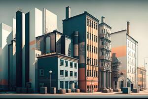 urban byggnader panorama illustration. ai genererad foto