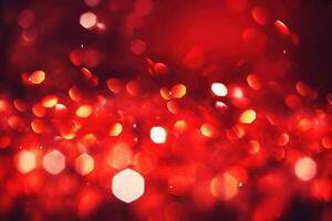 abstrakt jul bakgrund med bokeh defocused lampor och röd color.ai genererad foto