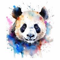 söt vattenfärg panda. illustration ai generativ foto