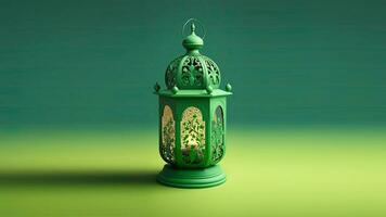 realistisk arabicum lykta på grön bakgrund. 3d framställa. foto