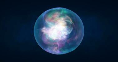 abstrakt boll sfär planet regnbågsskimrande energi transparent glas energi abstrakt bakgrund foto
