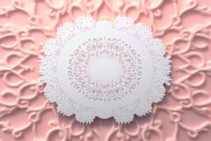 vit tömma bröllop kort på en rosa bakgrund generativ ai foto