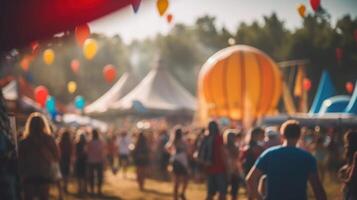 sommar fest händelse fest med människor suddig bakgrund illustration ai generativ foto