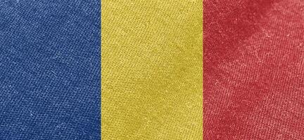 rumänien tyg flagga bomull material bred flaggor tapet färgad tyg rumänien flagga bakgrund foto