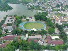 bogor, indonesien - 2022. antenn se av alun-alun cirimekar foto