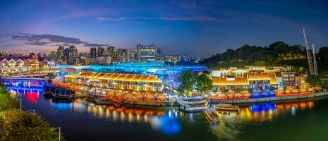 antenn se stadsbild av Clarke kaj, singapore stad horisont foto