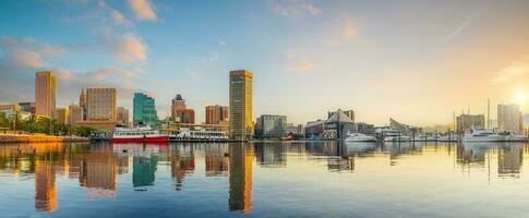 stadens centrum baltiimore stad horisont stadsbild av maryland foto