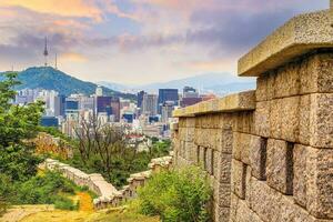 stadens centrum seoul stad horisont, stadsbild av söder korea foto