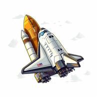 tecknad serie raket Plats fartyg ta av, isolerat vektor illustration. rymdskepp ikon logotyp. generativ ai. foto