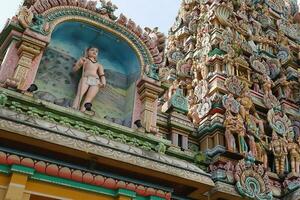 kuala lumpur, malaysia- Mars 25, 2018 över århundrade gammal sri kandaswamy kovil foto