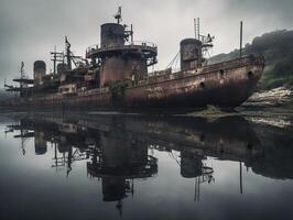 spöke flotta nedsänkt krigsfartyg i de hamn foto