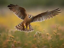 kestrels sväva bemästra av de vind över de ängar foto