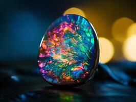 de hypnotisk dansa av färger inom en vibrerande opal foto