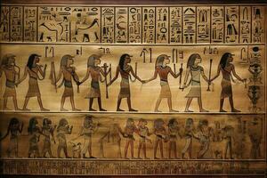 gammal egypten hieroglyfer, generera ai foto
