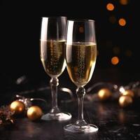 glas av champagne till fira Semester ai genererad foto