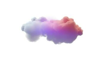 3d framställa, lysande färgrik mjuk moln isolerat på vit bakgrund. fluffig stackmoln atmosfär fenomen. realistisk himmel klämma konst element, generera ai foto