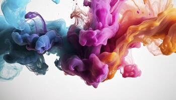 abstrakt mjuk färgrik bläck stänk i vatten bakgrund , generativ ai foto