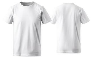 herr- vit tom t-shirt, mall, från två sidor, isolerat på vit bakgrund, generera ai foto