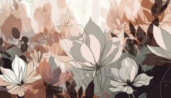 abstrakt blommig konst bakgrund vektor. tapet av vår färgrik blommor trädgård. isolerat på vit för hälsning kort, påsk, tacksägelse. vår uppsättning, bakgrund , generera ai foto