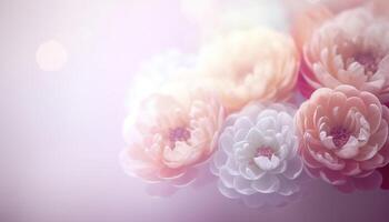 mjuk drömmande ljuv blomma för kärlek roman bakgrund, generativ ai foto