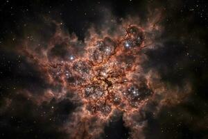fotografering de tarantel nebulosa, en massiv stjärnbildande område belägen i de stor magellanic moln, en satellit galax av de mjölkig sätt, generera ai foto