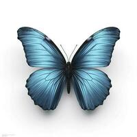 skön vingar av en blå fjäril isolerat på en vit bakgrund, generera ai foto