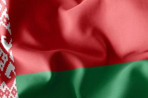 3D-illustration för närbild för flagga av vitryssland som vinkar på vindflaggabakgrunden foto