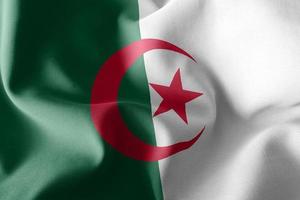 Flagga för illustration 3d av Algeriet som vinkar på vindflaggabakgrunden foto