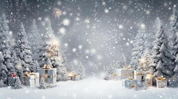 blå jul snö bakgrund. illustration ai generativ foto