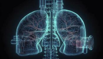 rökig lungor av en rökare på en mörk bakgrund isolera medicinsk begrepp 3d illustration generativ ai foto