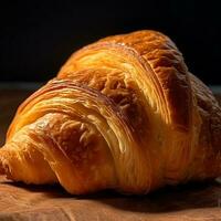 ett croissant med fläck bakgrund foto