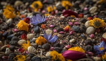 en stor grupp av daisy i blomma genererad förbi ai foto