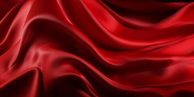 röd silke tyg med mjuk Vinka ai genererad foto