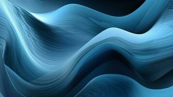 abstrakt blå Vinka bakgrund, i de stil av precisionist rader, organisk konturer, James turrell, spiraler och kurvor, ultrafin detalj, fälg ljus, mjuka kanter, generera ai foto