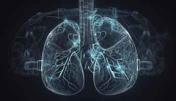 rökig lungor av en rökare på en mörk bakgrund isolera medicinsk begrepp 3d illustration generativ ai foto