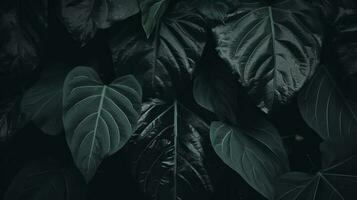 abstrakt mörk grön yta av löv naturlig blommig bakgrund, generera ai foto