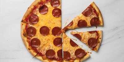 en pizza med tomater och oliver ai genererad foto