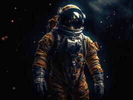 astronaut i space mot de bakgrund av de natt himmel skapas med generativ ai teknologi foto