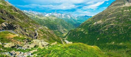 sommar alpina panorama foto