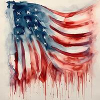 vattenfärg USA flagga. illustration ai generativ foto