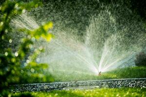 roterande gräsmatta sprinkler foto