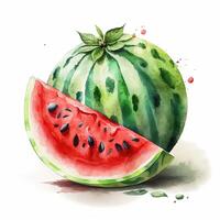 vattenfärg vattenmelon. illustration ai generativ foto