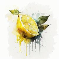 vattenfärg citron. illustration ai generativ foto