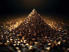 trogen abstrakt gyllene pyramid geometrisk bakgrund skapas med generativ ai teknologi foto