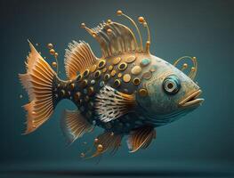 färgrik fisk i de akvarium. under vattnet värld skapas med generativ ai teknologi foto