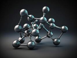 abstrakt molekyl modell på mörk bakgrund skapas med generativ ai teknologi. foto
