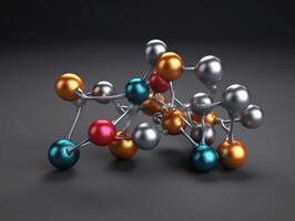 abstrakt molekyl modell på mörk bakgrund skapas med generativ ai teknologi. foto