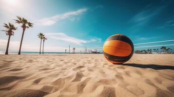 sommar strand volleyboll. illustration ai generativ foto